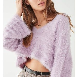 Urban Outfitters Leela Fuzzy V-neck Pullover Sweater